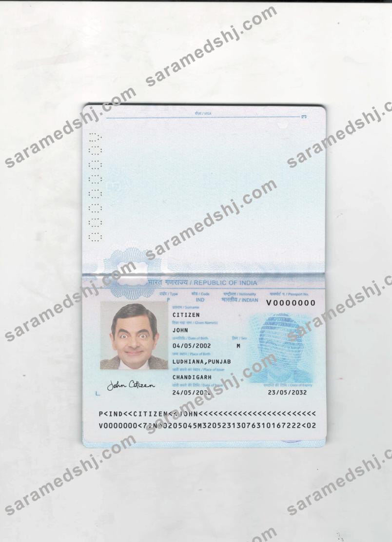 India passport 2022-present 2-pages page 1